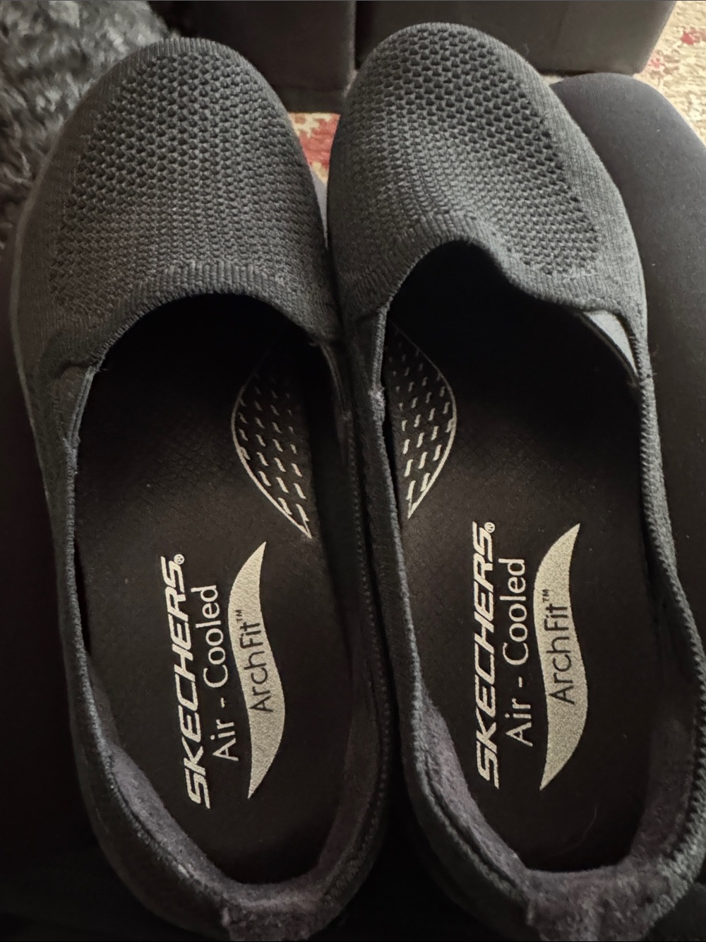 Skechers Black Air-Cooled ArchFit Slip-On Knit Flats